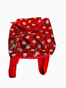 Disney Parks Minnie Mouse Polka Dot Red Sequin Mini Backpack EUC AdjustableStrap - Picture 1 of 5