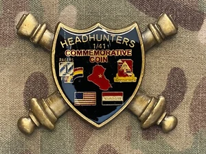 HQs & HQs Battery 1st Battalion 41st Field Artillery HEADHUNTERS Challenge Coin - Picture 1 of 2