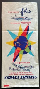 Bolsa de nailon recuerdo de aerolínea Cubana años 50 publicidad avión vizconde 755 - Imagen 1 de 18