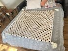 Vintage Strawberry Blanket With Tassels Cream Farmhouse 46 X 46 Square