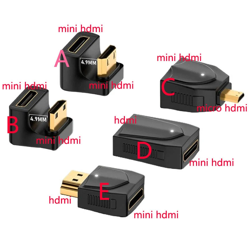 Mini HDMI to HDMI Compatible Micro Converter Adapter HDTV Laptop Monitors Plug - Image 1 of 1