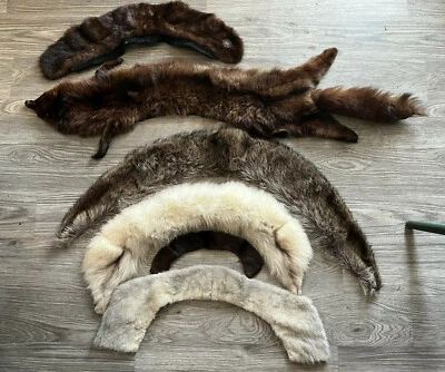 Collares de abrigo de piel vintage y estola de visón largo bufanda critter 50" lote de 6 artículos de piel Foto 1 de 4