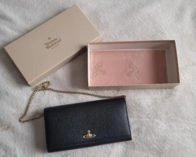 Bolso de Mano Vivienne Westwood 100% AUTÉNTICO NUEVO CON ETIQUETAS, Saffiano Negro, Herrajes Dorados, Cadena Foto 1 de 4