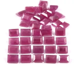 7x5 MM 100% Natural Red Burma Ruby Emerald Shape Cut Loose Gemstone Lot 5 Pcs - Picture 1 of 3
