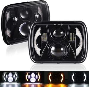 5X7 7x6" LED Headlight For 1986-1995 Jeep Wrangler YJ 1984-2001 Cherokee XJ - Picture 1 of 17