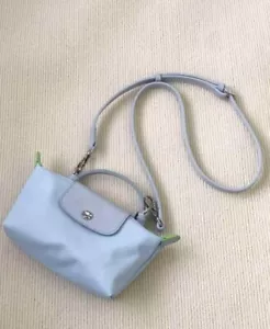 Longchamp Le Pliage XS SKYBLUE Shoulderstrap&handpouch 2Way W:8in Outlet Unused - Picture 1 of 14