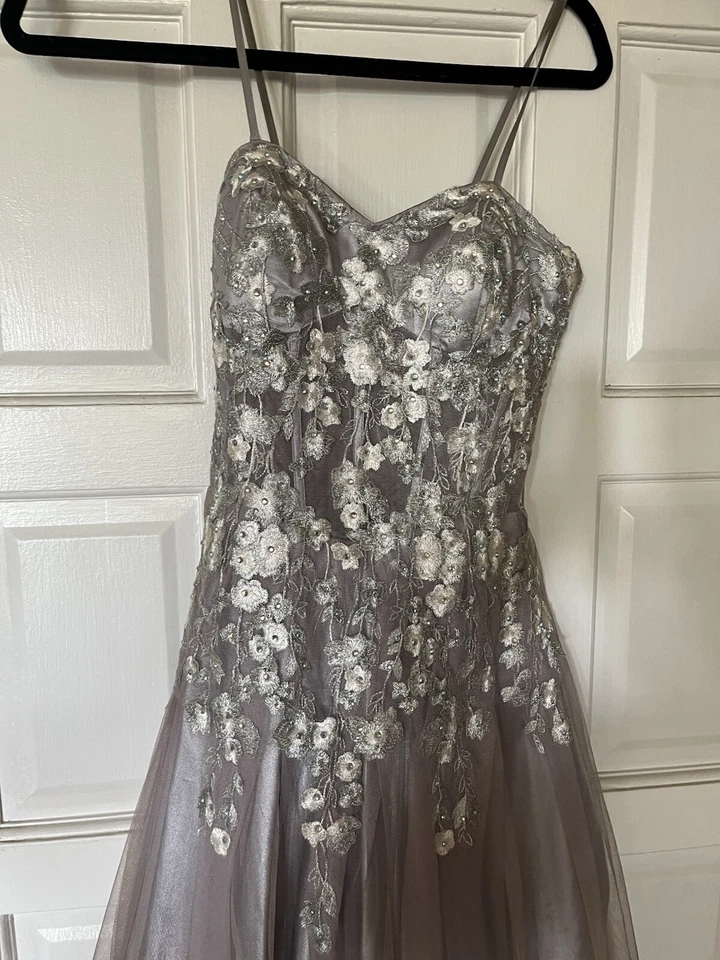 Impresionante vestido plateado BLONDIE de Stacy Sklar.  ¡A Knock Out!! Foto 1 de 3