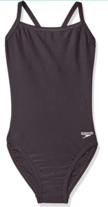 NWOT Speedo Women's PowerFlex Eco Flyback Solid Black Swimsuit Size 8/34 - Picture 1 of 2