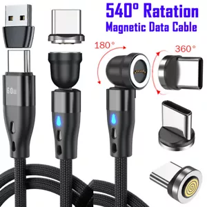 Cable de carga rápida USB C magnético de rotación de 540° sincronización de datos + 3x interfaz tipo C - Imagen 1 de 28