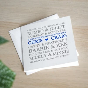 Tarjeta de aniversario de boda personalizada de 45 aniversario de zafiro hecha a mano - Imagen 1 de 3