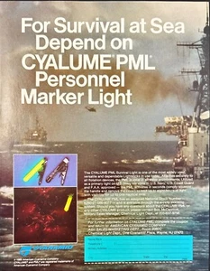 Cianamida PML Survival Chemical Light US Navy Wayne NJ Anuncio impreso vintage 1989 - Imagen 1 de 6