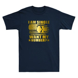 T-shirt homme drôle I'm Single Want My Number USA drapeau crâne anniversaires célibataires - Photo 1/8