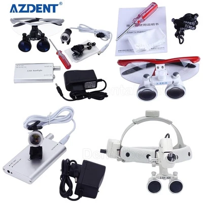 Lupa dental 3,5X-R Lupas binoculares médicas quirúrgicas Lámpara de luz LED Foto 1 de 4