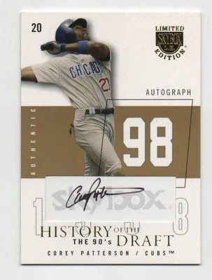 2004 Skybox L.E. History of the Draft Autograph COREY PATTERSON Auto 5/10 Cubs - Image 1 of 2