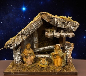 Vintage Fontanini Italy NATIVITY Creche with Baby Jesus, Mary & Joseph - Picture 1 of 3