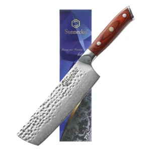 7 Inch Nakiri Knife Kitchen Knife Damascus Steel Chef Cutlery Sharp Meat Slicer - Picture 1 of 11