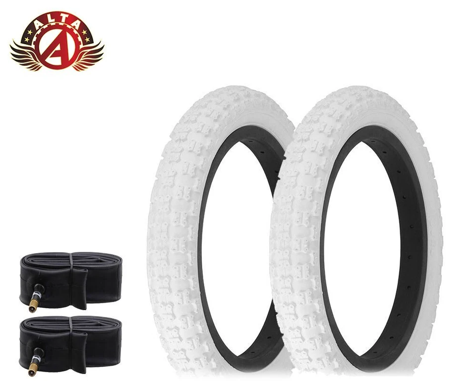 2 ALTA BICYCLE PERFORMANCE WIRE BEAD 14 x 2.125 WHITE COMP III BMX TREAD W/TUBES - Image 1 of 1