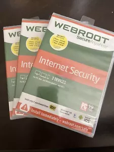 Webroot SecureAnywhere Internet Security With Antivirus 3 Devices *SEALED*(3pcs) - Picture 1 of 2