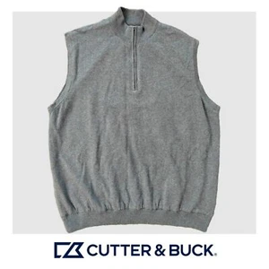 Cutter & Buck Men's Gray Sandpoint Half Zip Vest Wind Sweater Size L - Picture 1 of 15