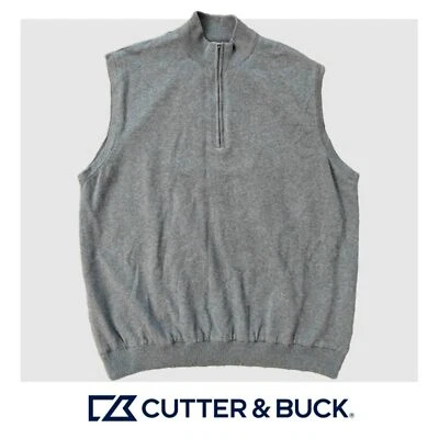 Cutter & Buck Men's Gray Sandpoint Half Zip Vest Wind Sweater Size L - Image 1 of 4