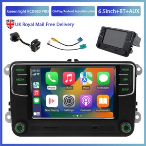Green Light Android Auto Carplay Radio UK For PQ VW Golf SKODA RCD360 PRO 187B - Picture 1 of 19