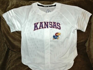 Kansas Jayhawks BASEBALL jersey! Women's small NEW with tags Adidas white NCAA - Picture 1 of 3