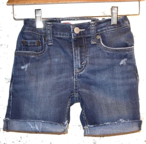 LEVIS STRAUSS 510 Blue Jean Shorts Cuffed Raw Hem Adjust Waist Girls SZ 8( 24) - Picture 1 of 12