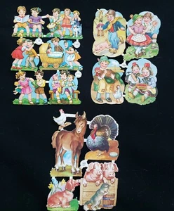 De colección. Imágenes en relieve de papel chatarra PZB, #1285, #1327, y animales de granja, Alemania - Imagen 1 de 5