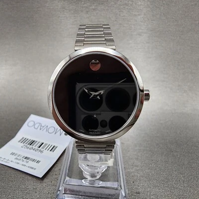 Reloj automático Movado Muesem para mujer 32 mm esfera negra acero fecha redondo 0607678 Foto 1 de 4