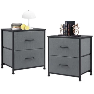 Set of 2 Nightstand End Tables with 2 Drawers - Small Dresser for Bedroom - Picture 1 of 39