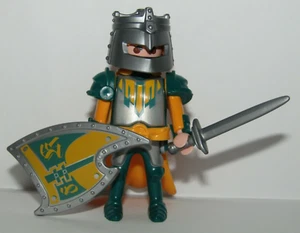 Playmobil Green Medieval Knight orange layer & silver helmet - C19 - Picture 1 of 6