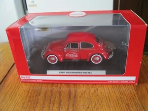 Coca-Cola Motor City Classics 1966 Volkswagen Beetle w 2 Yellow carriers/bottles - Picture 1 of 17