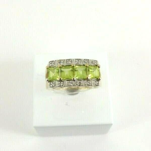 9ct Gold Peridot Diamond Band Ring Green NEW Hallmarked Size M with Gift Box - Picture 1 of 6