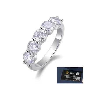 1.50ct Round Cut Moissanite Half Eternity Engagement Band 14k White Gold Plated - Picture 1 of 4