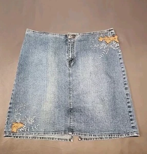 Zana Di Denim Skirt Women's Size 20 Floral Embroidered - Picture 1 of 11