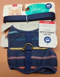 Cat Harness And Leash For Kitten Whisker City Multi Color Striped Cat Vest Combo - Picture 1 of 2