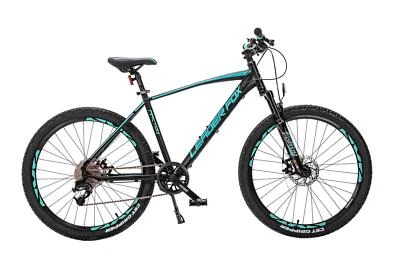 26 Zoll Alu MTB Leader Fox Factor 8 Gang Disc Rh 46 cm Schwarz Türkis - Bild 1 von 4