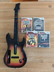 Guitar Hero Wii Sunburst controller 4x games TESTED WORKING Metallica 3 5 Tour - Picture 1 of 24