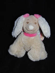 Peluche doudou chien NOUKIE'S NOUKIES 2017 Scuba beige noeud rose 17 cm TTBE - Picture 1 of 2