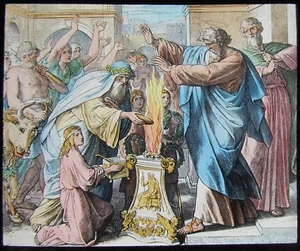 COLOUR Glass Magic Lantern Slide ST PAUL & BARNABAS C1900 RELIGIOUS STORY   - Picture 1 of 2