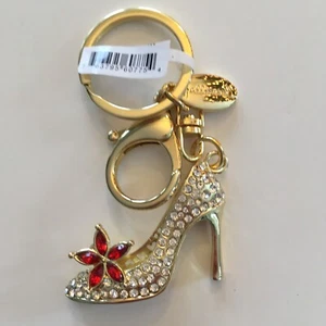 NWT Hallmark Bejeweled Gold HIGH-HEELED SHOE Bling KEYCHAIN New - Picture 1 of 4