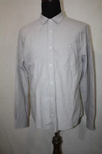 Armani Exchange AX Sz L Light Gray Fitted Casual Cotton Oxford Shirt - Picture 1 of 5