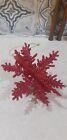 Czerwony brokatowy dekoracja choinkowa 3D płatek śniegu... 4,5 cala x 4,5 cala