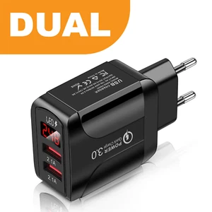 2-Port USB Schnellladegerät mit LED Display 3A Netzteil Adapter Mehrfachstecker - Bild 1 von 10