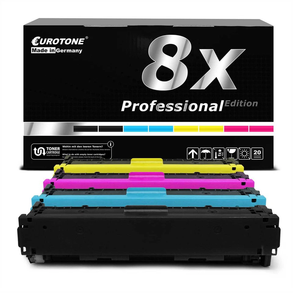 EUROTONE 8x PRO Patrone ersetzt Canon 045H BK 045H C 045H M 045H Y 045H BK CMY