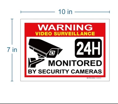 2 Pack Security Video Surveillance Burgler Sticker Decal Warning Sign Camera US - Image 1 of 4