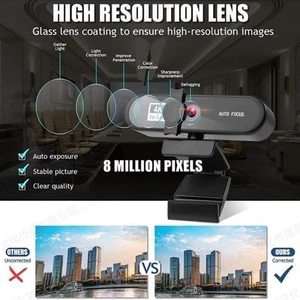 4K High Definition Webcam Autofocus Live Webcam Usb Free Drive With Mic Co HLF - Afbeelding 1 van 12
