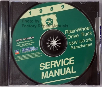 1989 Dodge Truck and Ramcharger Shop Repair Service Manual D/W 150 250 350 CD - Image 1 of 2