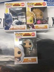 SET DI 3 FUNKO POP MY HERO ACADEMIA HAWKS 1147 + ERI 1011 + ALL FOR ONE NUOVI - Imagen 1 de 13