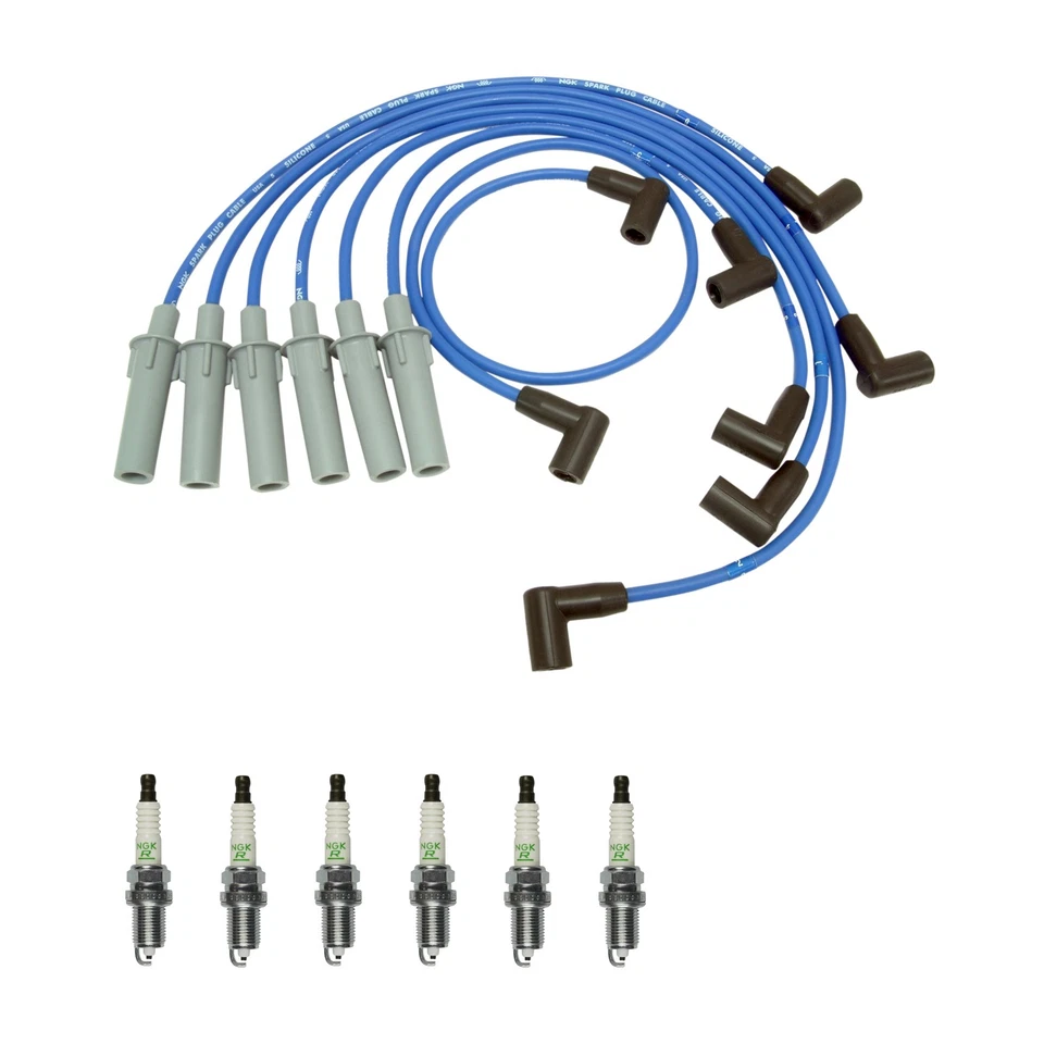 Juego de cables NGK y kit de 6 bujías V-Power para camioneta Dodge Dakota Ram 1500 3,9 L V6 Foto 1 de 1